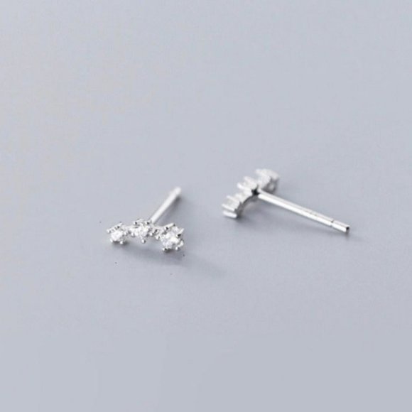 Silver stars studs earrings-ECZ005 Silver - Picture 1 of 6